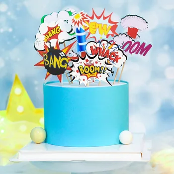 9pcs Cartoon Zákaz Rocket Happy Birthday Cake Vňaťou Roztomilý Povrch Vňaťou pre Chlapca Narodeninovú oslavu Dezert Cupcake Dekor Dodávky