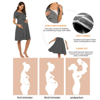 Letné Bežné Materskej Sundress Elegantné Midi Ošetrovateľskej Šaty Tlačidlo Hore Ošetrovateľskej Nightgown Tehotenstva Oblečenie Dojčenie Oblečenie