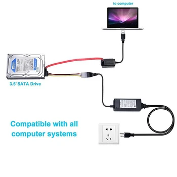 5 V 1, USB 2.0 SATA PATA IDE 2.5 3.5 HDD SSD Pevný Disk Adaptér, Kábel na Prenos údajov SATA / IDE Konektory Pre PC, Notebook, Prevodníky