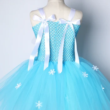 Princezná Elsa Tutu Šaty pre Dievčatá Carnaval Kostýmy Deti Snehová Kráľovná elza súbory na Maškarný Tutu Šaty s Snowflake Deti Narodeninovej Party