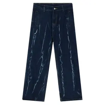 UNCLEDONJM Kravatu farbené dizajnér nohavice kórejský módne oblečenie denim džínsy pre mužov Hip Hop rifle pre mužov blue biker džínsy U970