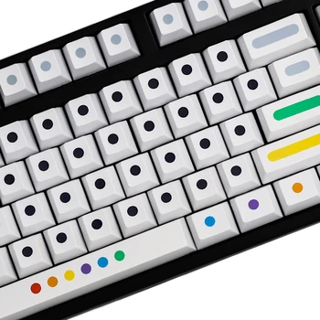 136 Kľúče/set Biela farba, Bodky Keycaps Cherry Profil PBT klávesa Caps Pre MX Mechanické Prepínanie Klávesnice Sublimačná ISO Tlačidlo Spp