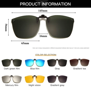 Klip Na Polarizované Šošovky Mužov Námestie Slnečné Okuliare Nočné Jazdy Okuliare Rybárske Okuliare Flip Up Dizajnér Luxusné Slnečné Okuliare Oculos