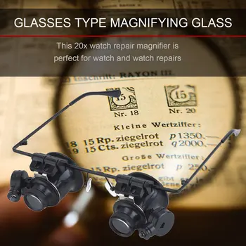 ACEHE 20X Okuliare Typu Dvojité Oko Binokulárne Lupy Sledovať Opravy Nástroj zväčšovacie sklo s Dvoma Nastaviteľné LED Svetlá Šperky Nástroj