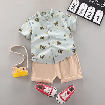 Chlapci Oblečenie Baby Leta Cartoon Tričko Set Print Tričko s Krátkym Rukávom + Nohavice pre Dieťa Batoľa Chlapec, 2 KS Outwear 1 2 3 4 Rokov