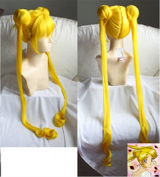 Tsukino Usagi Parochne 100 cm Dlhé Citrón Blondína Tepelne Odolných Syntetických Vlasov Cosplay Parochňu + Parochňu Spp
