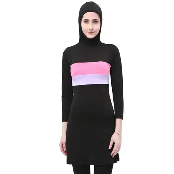 2021 nové Ružové Ženy Pruhom Vytlačené Moslimských Plavky Hidžáb Muslimah Islamskej Plus Veľkosť Plavky Plávať, Surfovať Nosenie, Šport Burkinis 5XL