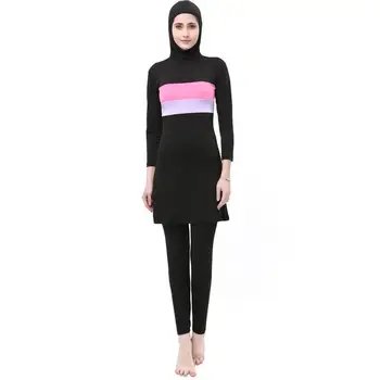 2021 nové Ružové Ženy Pruhom Vytlačené Moslimských Plavky Hidžáb Muslimah Islamskej Plus Veľkosť Plavky Plávať, Surfovať Nosenie, Šport Burkinis 5XL