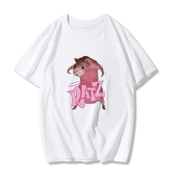 RATZ zvierat kawaii lete femme tričká Krátky rukáv harajuku Voľné ružová tees tričko Streetwear gotický ženy oblečenie, topy