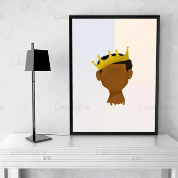 Cartoon Čierny Dievča Plagát Africká Kráľovná Koruny Plátno na Maľovanie na Stenu Umenie Plagátu a Tlačiť Obrazové Domova Dievča Izba