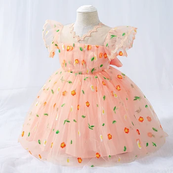 2021 Bežné Roztomilý Tutu Šaty 1. Narodeniny Šaty Pre Baby Girl Dress Viacvrstvových Oka Strany Princezná Šaty 3-24 Mesiac Oblečenie