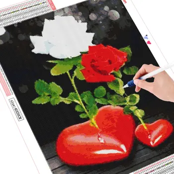HUACAN Diamond Maľovanie Nové Čierna A Červená 5D DIY Diamond Výšivky Predaj Kvet Ruže Kamienky Mozaiky Ručné Darček