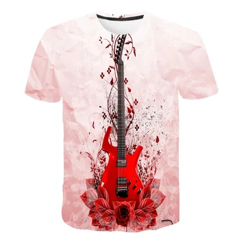 Zábavné 3D, Da Vinci Gitara Dámy T-shirt Chlapcov Dievčatá Nové Oblečenie, Letná Ulica Krátky Rukáv T-shirt, Shirt Topy
