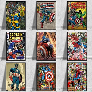 Marvel Disney Superhrdina Film Avengers Plátno na Maľovanie Iron Man Kapitán Amerika HD Plagáty a Tlačí na Steny Umenie Pre Home Decor