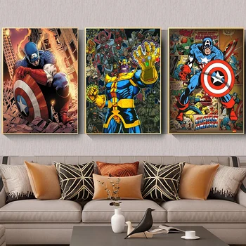 Marvel Disney Superhrdina Film Avengers Plátno na Maľovanie Iron Man Kapitán Amerika HD Plagáty a Tlačí na Steny Umenie Pre Home Decor