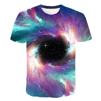 Horúce Letné 2021 pánske tričko Hviezdy Galaxy 3D Tlač Krátke sleeve T-shirts Hip hop Sladké T-shirt Zábavné Bežné Tričko Muž 6XL
