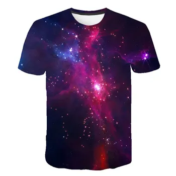 Horúce Letné 2021 pánske tričko Hviezdy Galaxy 3D Tlač Krátke sleeve T-shirts Hip hop Sladké T-shirt Zábavné Bežné Tričko Muž 6XL