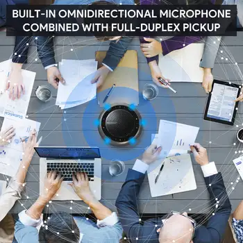Bluetooth-kompatibilné 5.0 Konferencie Reproduktor S CVC 8.0 Echo Potlačením Hluku 360 Stupňov Zvýšiť Hlas Vyzdvihnúť na Home Office