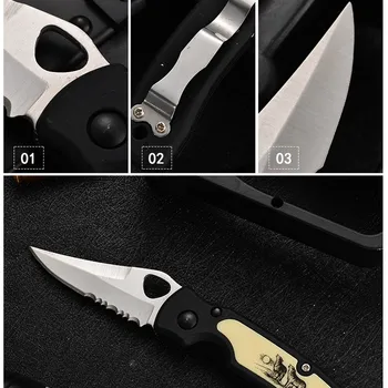 Skladací Nôž 3CR13 Vojenské Taktické Prežitie Vonkajšie Multifunkčné Nože Prenosné aplikácie Keychain Krúžok Ovocie fréza Poľovnícke Táborenie