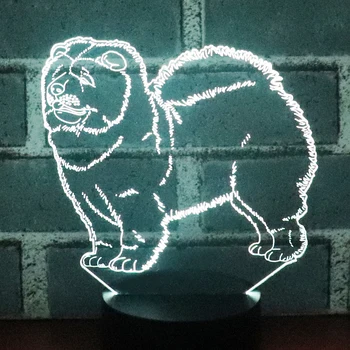 3D Lampa Čau Čau Pes Stôl Tabuľka Svetlo 7 Farieb Zmena Dotyk kontrolka Darček na Vianoce, Narodeniny, Valentína Deti