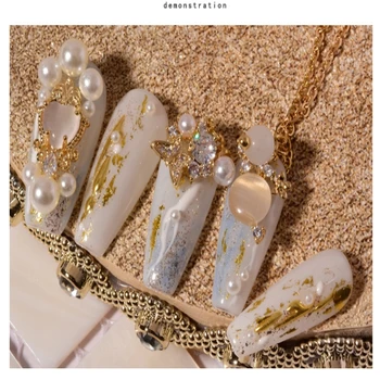 2 ks Lesklé Zirkón Nail Art, Kamienky Luxusné Diamanty Strapec Reťaze Pearl Šperky, Ozdoby na Nechty, Manikúra Príslušenstvo