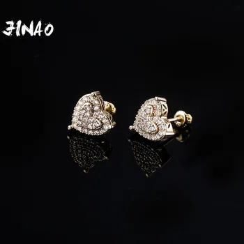 JINAO 2021 kórejský Módy Nové Srdce Boucle Oreille Femme Vysokej Kvality Osobnosti Ľadový Z AAA+ CZ Náušnice Ženy Šperky