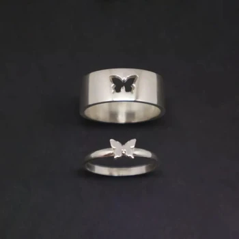 Nerezové Oceľové Duté Lietadla Motýľ Krúžok pre Svadobné Kapela Muži Ženy je Pár Krúžky Promise Ring Výročie Šperky, Darčeky