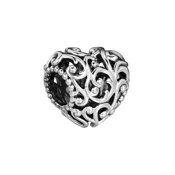 Móda Rýdzeho Striebra 925 Šperky Kráľovský Vzor Srdce Korálky pre Charms Náramky Ženy Openwork Kúzlo Korálky pre Šperky Robiť