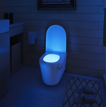 LED Wc Sedadlo Noc Svetelný Senzor Pohybu, WC v každej izbe Svetlo, 8 Farby Premenlivé Lampa AAA Batérie Powered Podsvietenie pre Wc Misy Dieťa