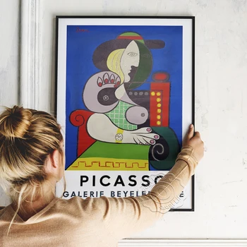 Pablo Picasso Výstavy Múzeum Plagátu, Žena Sedí S Náramkové Hodinky Abstraktné Maliarske Plátno, Surrealizmus Obývacia Izba Dekor