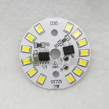 220V LED PCB 7W Dia35mm SMD2835 630lm LED Modul, Hliníkové svietidlo doska S Smart IC Ovládač Žiarovka Dosky Dowlight Zdroj Teplej/Biela