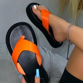 Čierna Žena Platformu Sandále Ženy 2021 Luxusné Značky Pláži Ženy Flip Flops Lete Dreváky pre Ženy Vulcanize Topánky dámske Tkaných