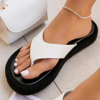Čierna Žena Platformu Sandále Ženy 2021 Luxusné Značky Pláži Ženy Flip Flops Lete Dreváky pre Ženy Vulcanize Topánky dámske Tkaných