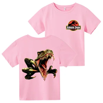2021 Lete Jurský Park Tlač Chlapci A Dievčatá z Čistej Bavlny-Krátke Rukávy Bežné T-Shirt 4t-taktné-14T