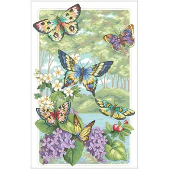 Motýľ lesa vzory Počíta Cross Stitch 11CT 14CT KUTILOV, veľkoobchod Čínsky Cross Stitch Súpravy Výšivky, Výšivky Sady
