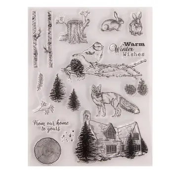 Nové Veselé Vianoce Zvieratá Fox Králik Jasné, Silikónové Pečiatka Tesnenie DIY Scrapbooking Album Dekoratívne Jasné, Pečiatka Listov