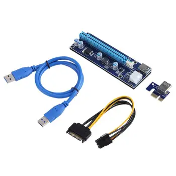60 cm PCI-E Stúpačky PCI Express 1x až 16x Video Karta Pre BTC banské Banské Karty Extender Kábel SATA 15 kolí k 6PIN USB3.0 Napájací Kábel