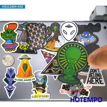 50pcs Mimozemské UFO Saucerman Vesmíru, Funny Telefónne Notebook Skateboard Motocykel, Auto Nálepky Pack pre Gitaru Chladnička Bicykli Nálepky