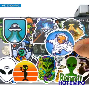 50pcs Mimozemské UFO Saucerman Vesmíru, Funny Telefónne Notebook Skateboard Motocykel, Auto Nálepky Pack pre Gitaru Chladnička Bicykli Nálepky