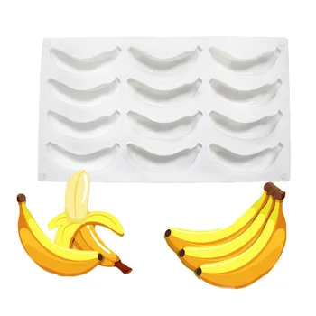12 Otvorov, Banán Tvar Silikónové Tortu Formy Dezert Pečivo Tortu Formy Na Pečenie Mousse Zdobenie Pečiva Pan Nástroje