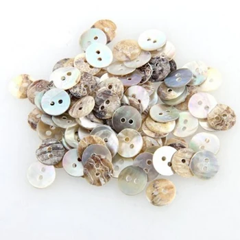 100ks Prírodná perleť Kolo Shell 2 Otvory Šitie Tlačidlá 10 mm umenie a remeslá