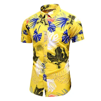 LIFENWENNA Kvet Tričko Mužov Letné Módy Osobnosti Tlač Krátky Rukáv Košele Muž Bežné Plus Veľkosť Pláži Havajské Košele 7XL