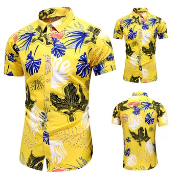 LIFENWENNA Kvet Tričko Mužov Letné Módy Osobnosti Tlač Krátky Rukáv Košele Muž Bežné Plus Veľkosť Pláži Havajské Košele 7XL