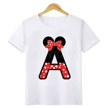 Dievčatá myši 26 písmená vytlačené T-shirt detské kreslené T-shirt letné detské oblečenie najvyššej 2021