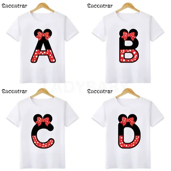 Dievčatá myši 26 písmená vytlačené T-shirt detské kreslené T-shirt letné detské oblečenie najvyššej 2021