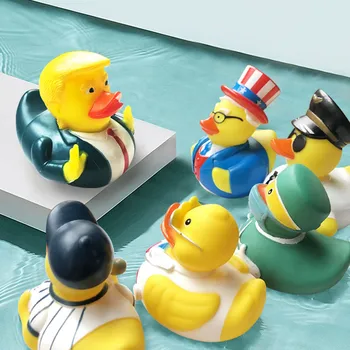 Detská Kúpeľ Hračky Americký Prezident Trump Zábavné Gumená Kačička Zvuk Pískacie Bathly Sprcha Waterfloating Žltá Kačička Detí, hračky