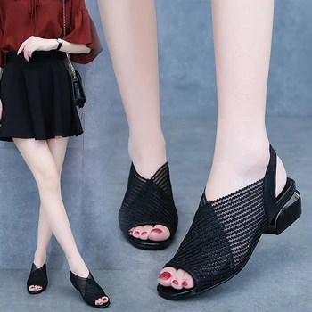 2021 Ženy Sandále Nové Jarné Námestie Päty Slingback Sandále, Papuče Tkaných Topánky Žena Oka Otvorené Prst Žena Sklzu Na Topánky