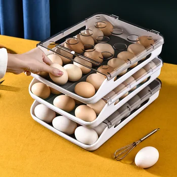 Kuchyňa Skladovacie Škatule Vajíčko čerstvé-vedenie a anti-kolízie domácej kuchyne potravín triedenie rack zásobník zásuvky typu multi-vrstvový zásobník na vajcia