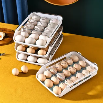 Kuchyňa Skladovacie Škatule Vajíčko čerstvé-vedenie a anti-kolízie domácej kuchyne potravín triedenie rack zásobník zásuvky typu multi-vrstvový zásobník na vajcia