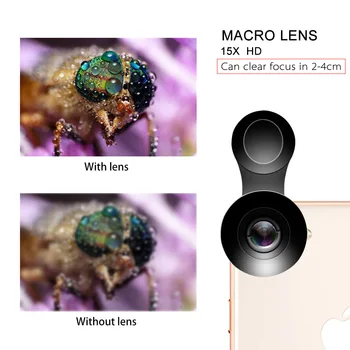 Kvet Bud 5K HD Mobilný Telefón, Fotoaparát, Objektív, 0.45 X širokouhlý 15X Makro 2 v 1 Objektívy Bez Skreslenia pre iPhone 11 7 8 Huawei Xiao